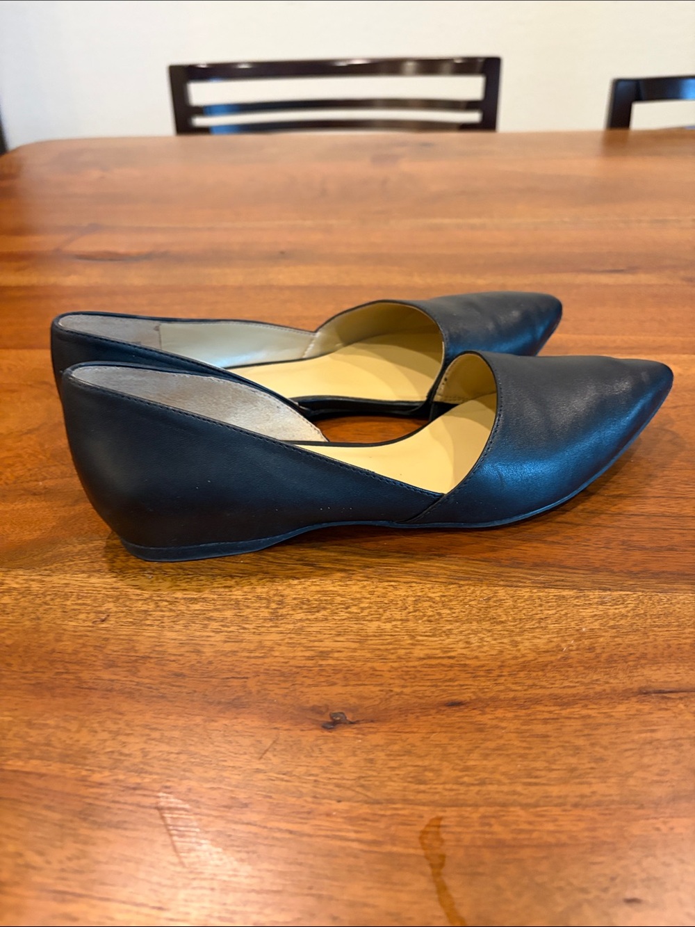 Naturalizer Black Pointed D'Orsay Leather Flats - Picture 4 of 10